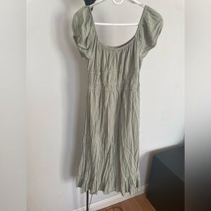 Sage Green Midi Peasant Dress - Large